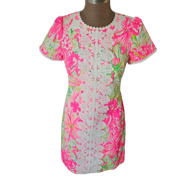 Lilly Pulitzer Maisie Resort White Koala us Maybe Stretch Pique Shift Dress Sz 2 - Picture 3 of 15